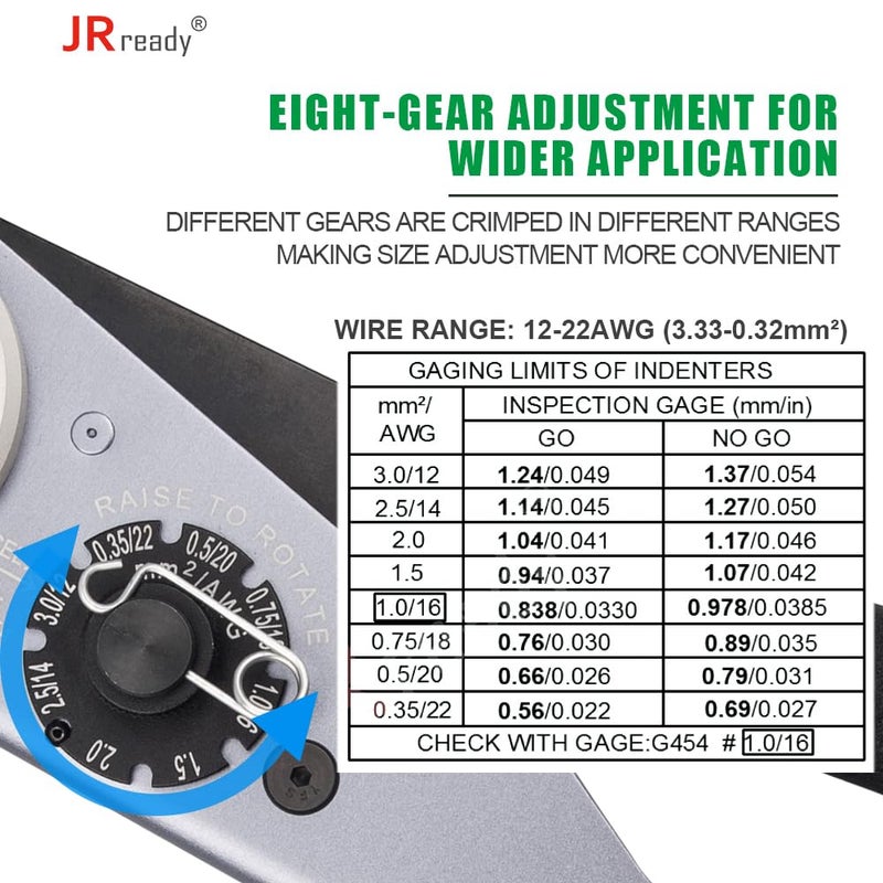 JRready طقم ضغط دويتش ST2163، أداة ضغط جهات الاتصال الصلبة ACT-HDT مع 3 مواضع ومقياس G454 لحجم دويتش 12 16 20 دبابيس ومآخذ تعمل مع موصلات سلسلة دويتش DT DTM DTP - Image 3
